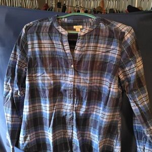 L.L. Bean Blue Plaid Button Down Shirt